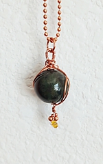 Indian agate spherical pendant 12 with Czech crystal dangle